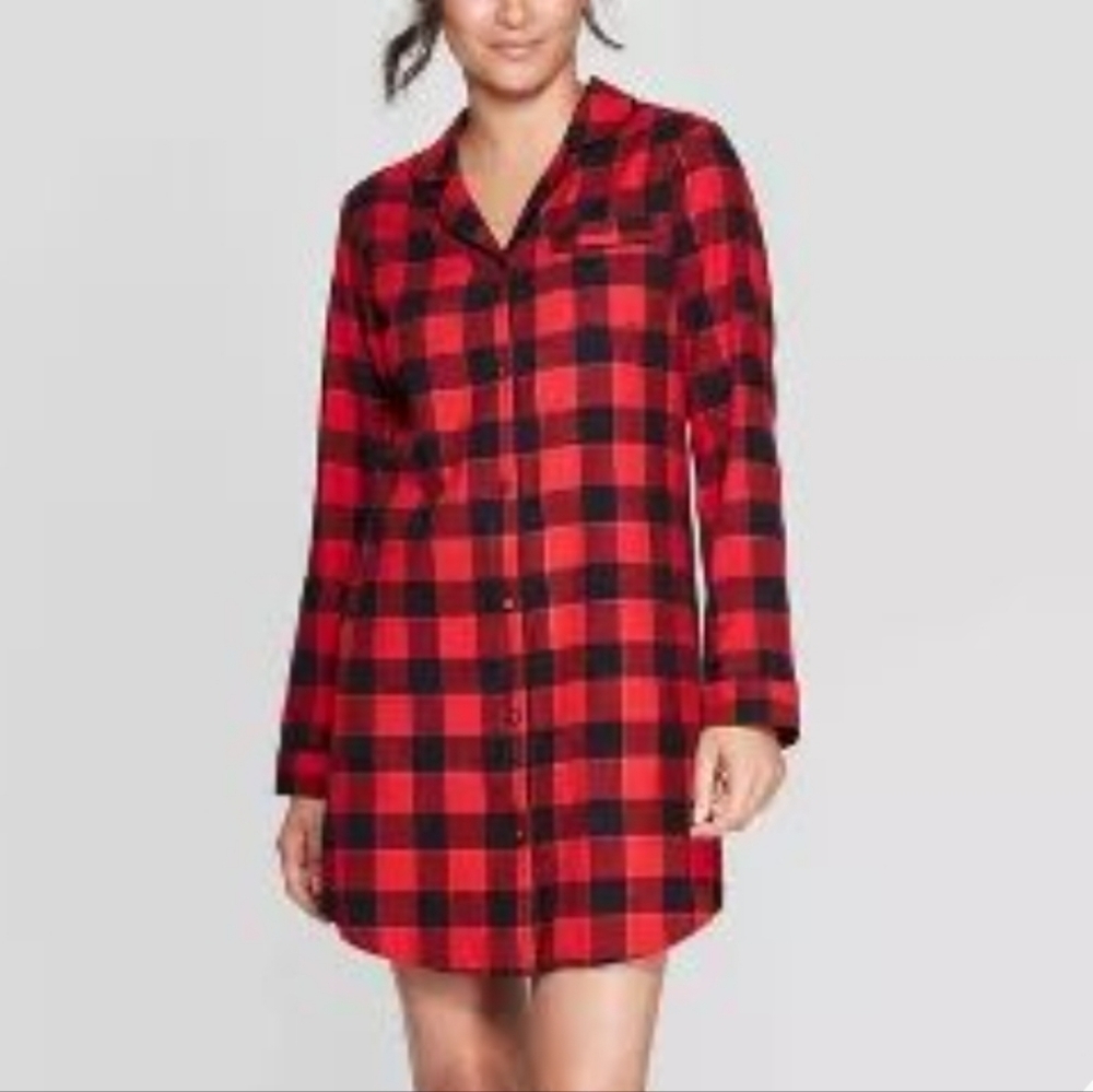Stars Above Perfectly Cozy Flannel Plaid Black and Red Button Up Long Sleeve